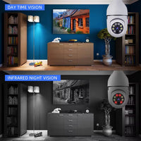 Smart WiFi PTZ Security Camera Bulb - 360° Night Vision, E27 Wireless CCTV