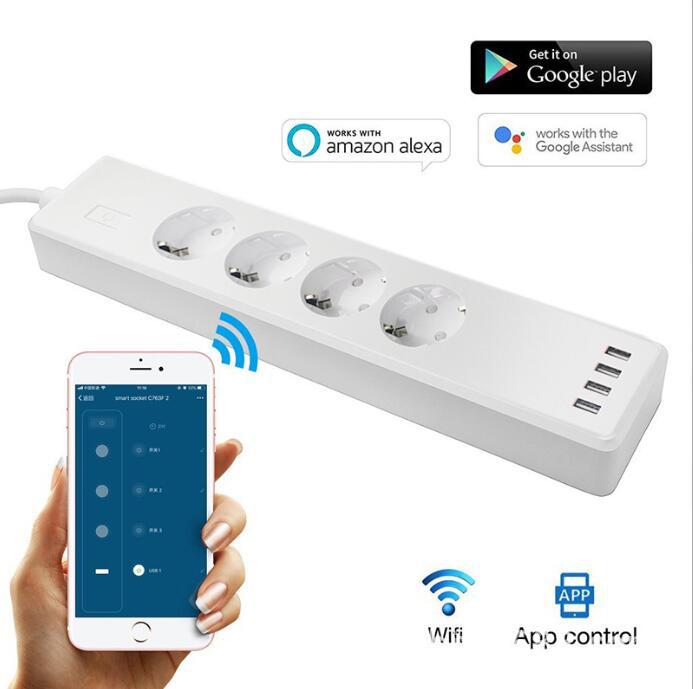 Tuya Smart Power Strip - Individual App & Alexa Voice Control, EU/UK/US