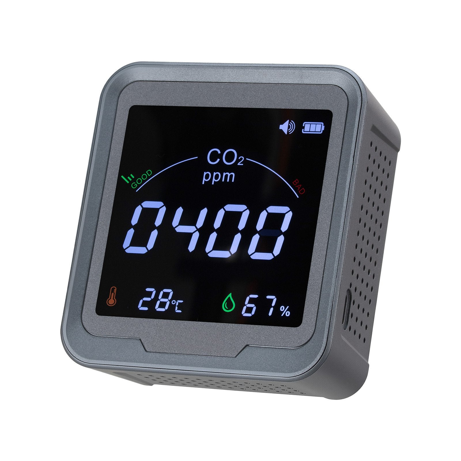 Carbon Dioxide Monitor, CO2 Controller With Temperature And Humidity Display, 15ft NDIR Sensor Cable CO2 Sensor, Carbon Dioxide Detector For Bedside, Home, Office, Car, Lightweight & Portable