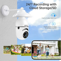Smart WiFi PTZ Security Camera Bulb - 360° Night Vision, E27 Wireless CCTV
