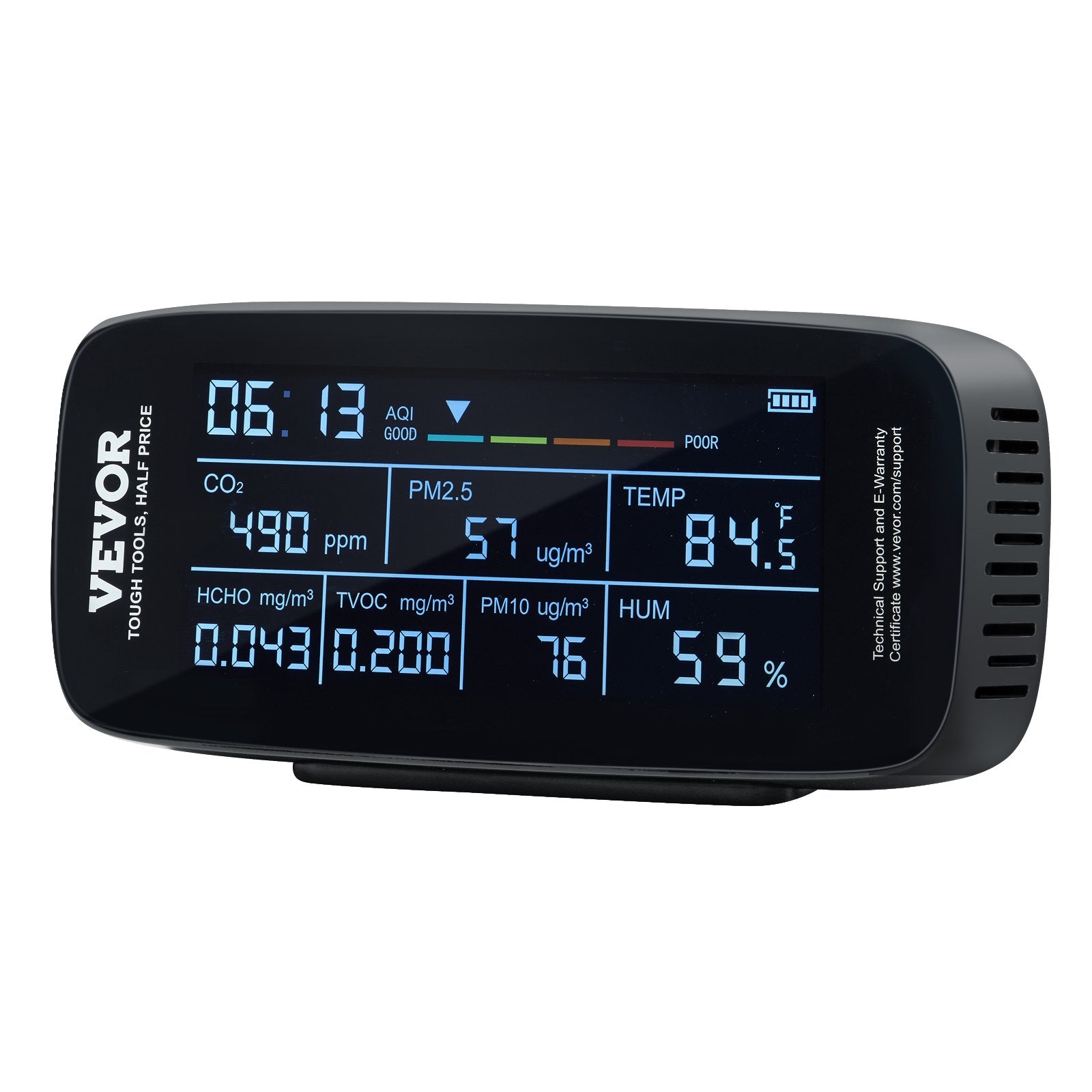9-in-1 Air Quality Monitor - CO2, PM2.5, TVOC, Formaldehyde & Temperature Tester